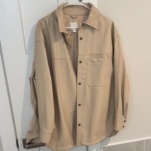 Women’s  Tan Faux leather shirt Jacket